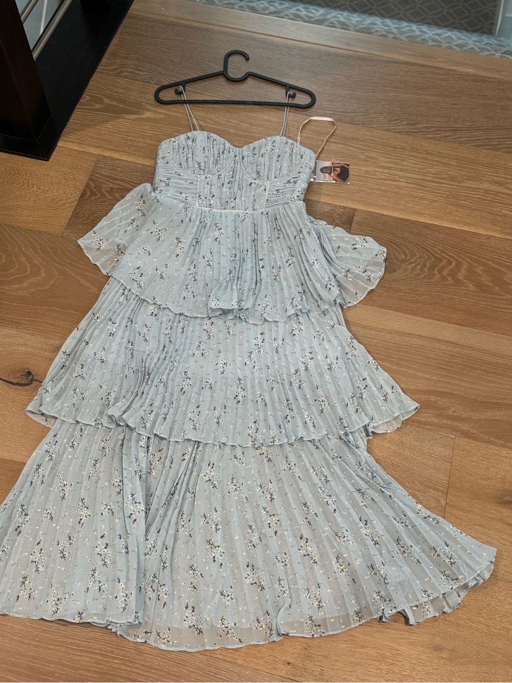 BRAND NEW Self portrait metallic floral tiered midi dress